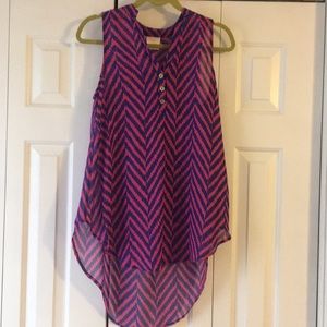 Chiffon striped hi low boutique tank